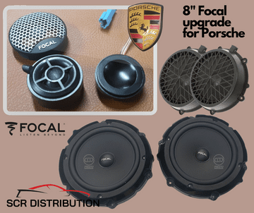 Porsche speaker upgrade kit with 8" focal